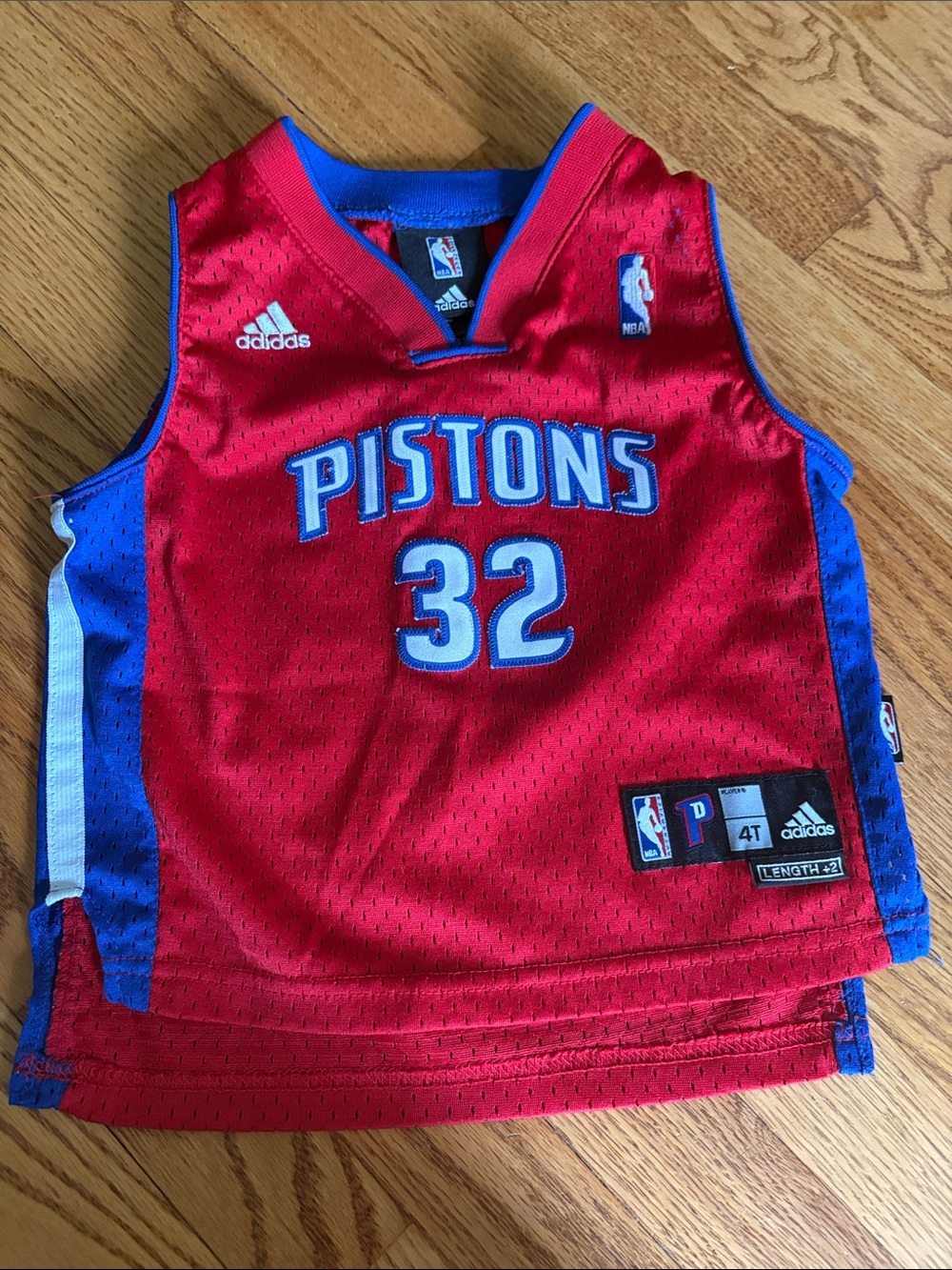adidas Rip Hamilton Kids Detroit Pistons Red and Blue Basketball Jersey